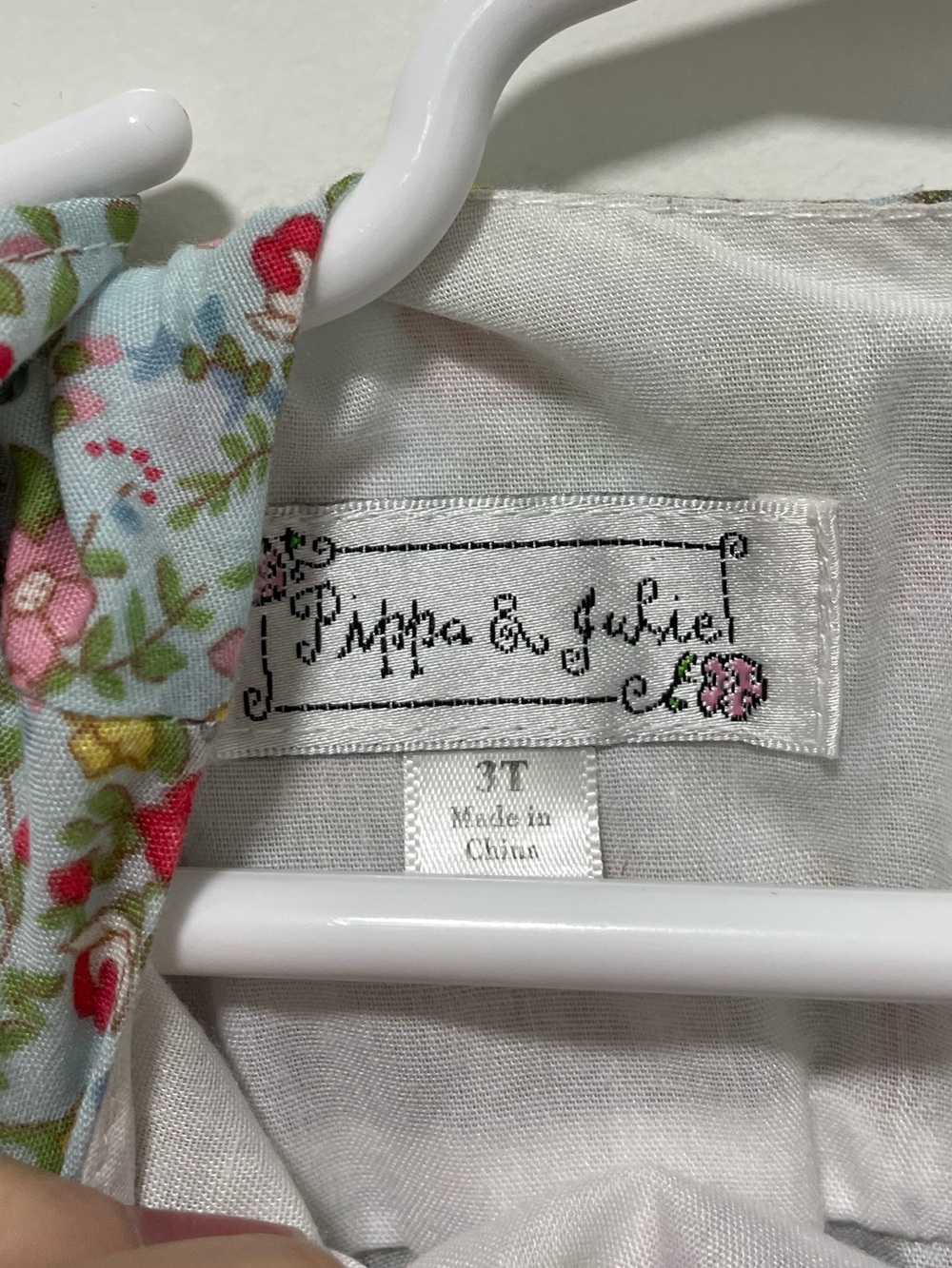 Girls Floral Lace-Trim Summer Dress - White & Pink - Picture 4 of 4